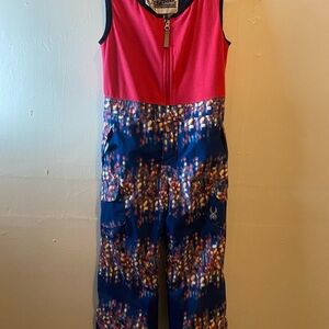 Spyder Youth Girls Bitsy Sparkle Snow Bib Size 6 Pink Blue Bokeh Print Snowsuit